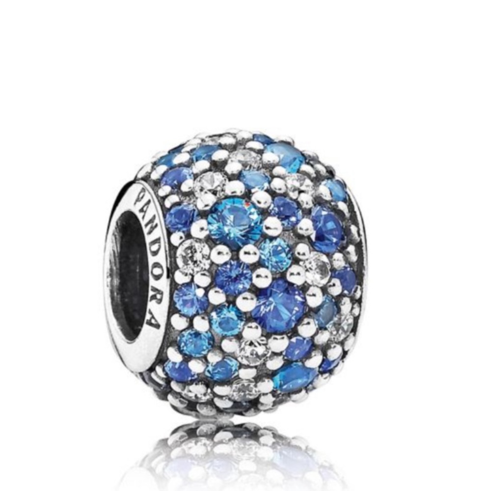 2 royal blue pave CZ beads by Pandora